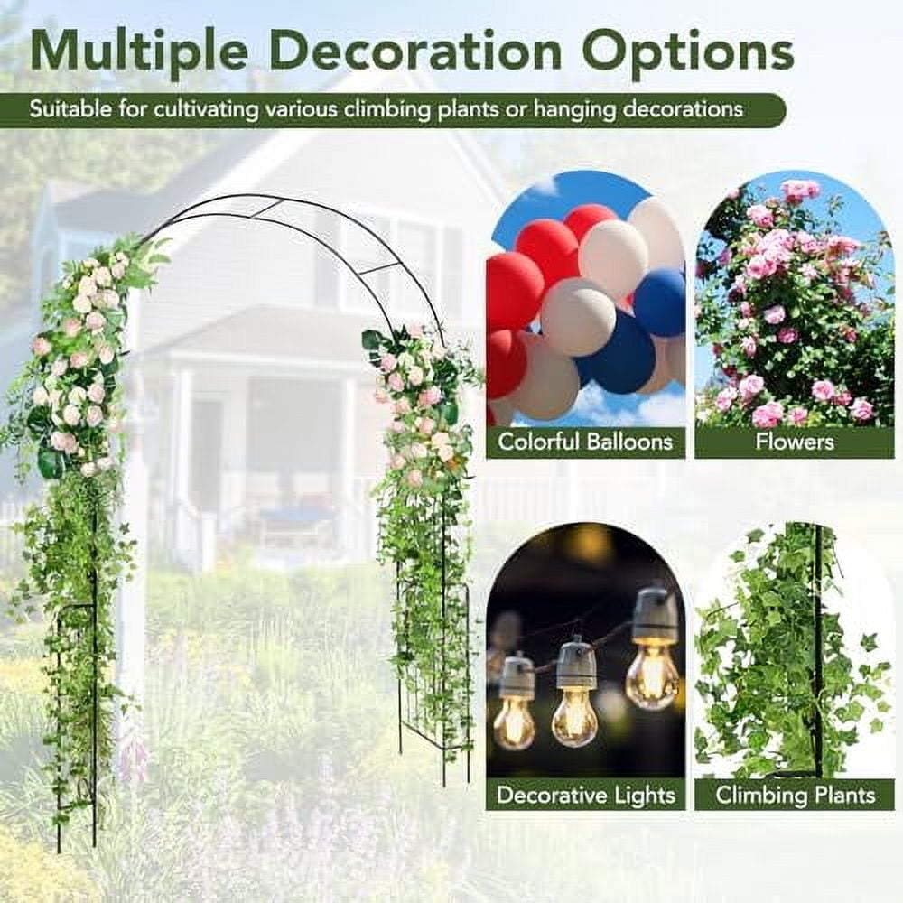 Moccha 7.9 FT Garden Arch Trellis, Metal Pergola Arbor for Climbing ...