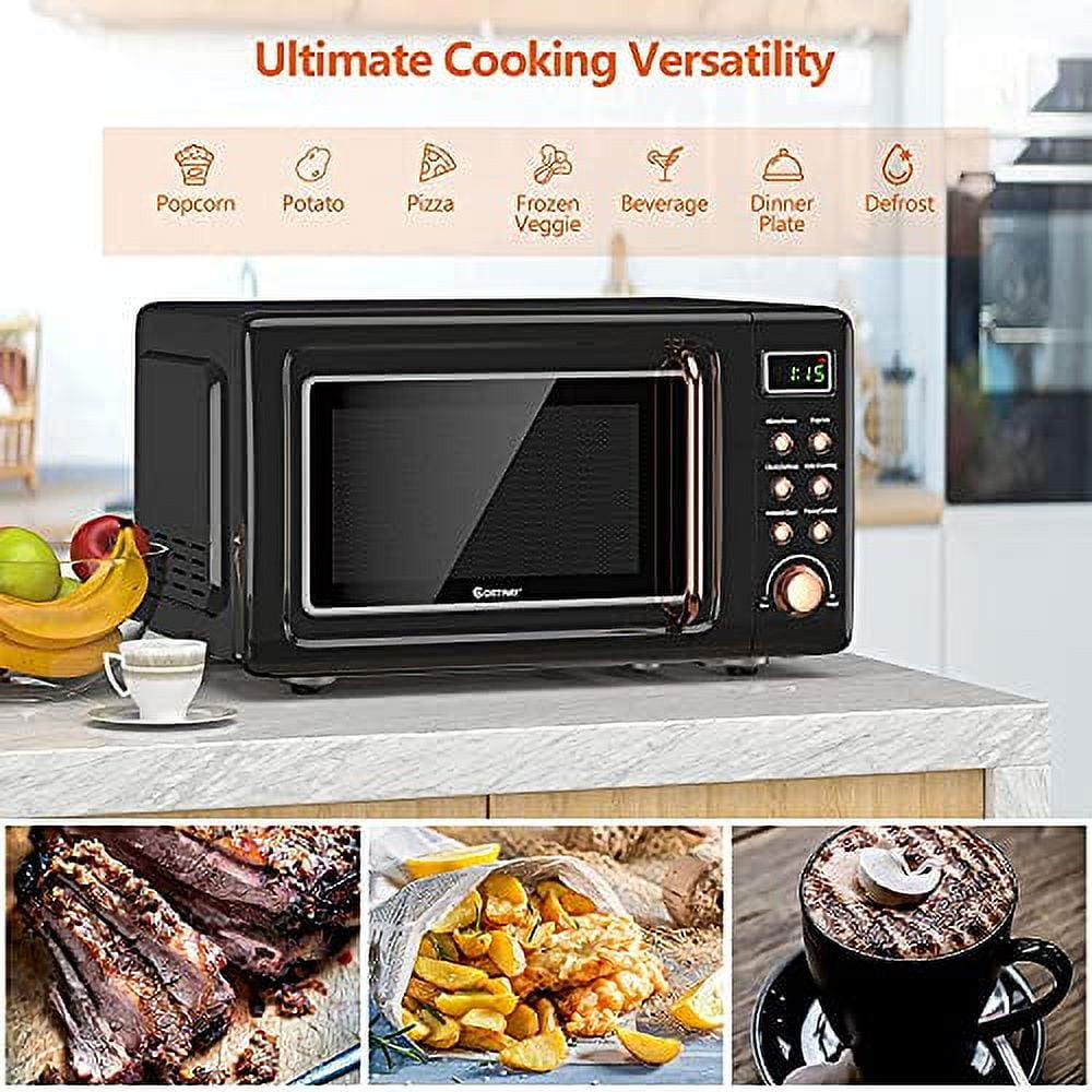 Moccha Compact Retro Microwave Oven, 0.7Cu.ft, 700Watt Countertop