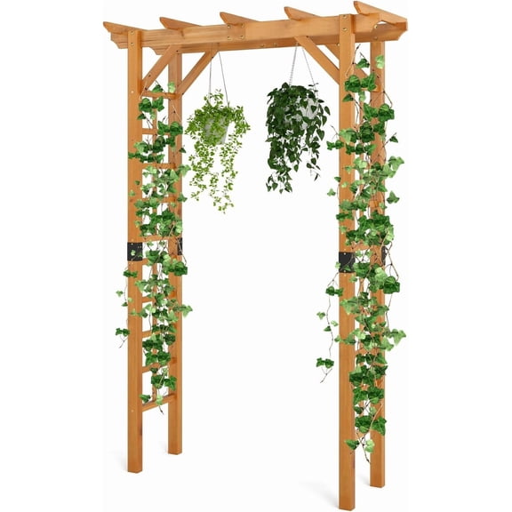 Moccha Flat-top Wooden Garden Arch - 7 FT Outdoor Arbor Trellis for Climbing , Roses, Vines, Outside Pergola Planter, Garden Arbor for Lawn Backyard Wedding Ceremony Bridal Party