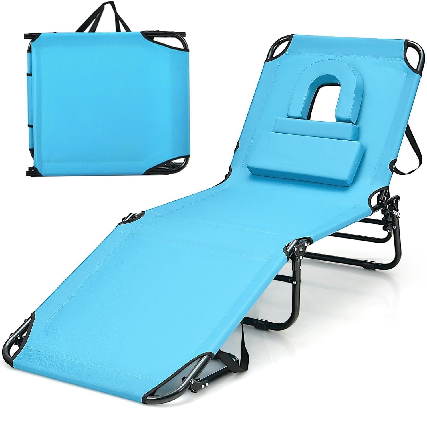 Moccha Folding Chaise Lounge Chair, Outdoor Beach Lounge Chair with ...