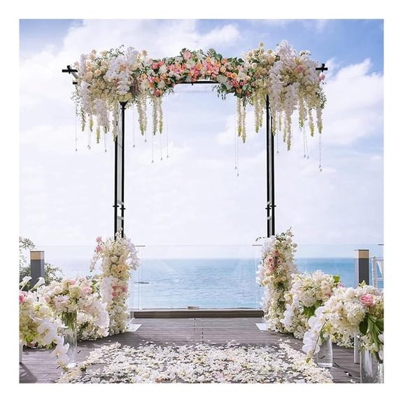 Moccha Garden Arbor, 6.8FT Metal Arbor Trellis for Climbing Plants, Roses, Vines, Outdoor Pergola with Trellises & Extended Roof, Garden Arch for Wedding Ceremony Decoration Lawn Patio Archway