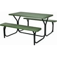 thumbnail image 1 of Moccha Picnic Table  Set - Portable Plastic Picnic Table w/Steel Frame & Wood-Like Texture, All Weather Heavy Duty Picnic Table Kit, Picnic Tables for Outdoors Garden Patio Party Dining (Green), 1 of 9