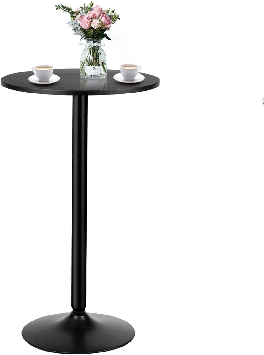 24" Round Bar Table 40" Height - Black Pub Table For Kitchen, Dining & Home Bars