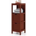 thumbnail image 1 of Moccha Small Bathroom Floor Cabinet, Freestanding Storage Cabinet with 2 Removable Drawers, Anti-Tipping Device, Modern Storage Organizer Rack Stand, Narrow Bathroom Cabinet for Small Spaces, Brown, 1 of 18