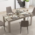 thumbnail image 1 of Moccha Wood Dining Table for 4-6 People, 63" Wood Rectangle Dinner Table, Modern Kitchen Table with L-Shaped Legs, 330lbs Weight Capacity, Farmhouse Dinette Table for Dining Room, Living Room, Oak, 1 of 18