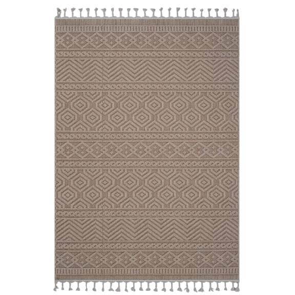 Mocha 6X9 Geometric Rug / Machine-Woven, Stain-Resistant Design