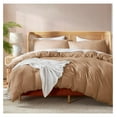 thumbnail image 1 of Mocha Brown Duvet Cover Queen Size - Soft Double Brushed Queen Duvet Cover Set, 3 Piece, with Button Closure, 1 Duvet Cover 90x90 inches and 2 Pillow Shams, 1 of 9