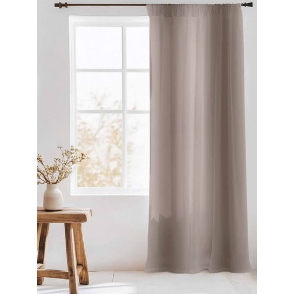 Mocha Brown Gradient Sheer Curtains 96 Inch Long 1 Panel Abstract Texture Modern Simple Light Filtering Curtain Drapes Rod Pocket Voile Window Curtain for for Living Room Bedroom 52" x 96"