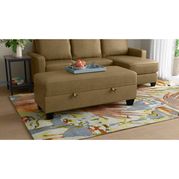 Mocha Brown Ottoman with Foam Filler - Quick Unpack and Setup - In Home Decor - Saves Time on Maintenance