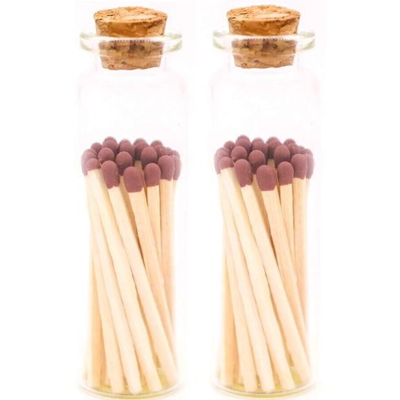 Mocha Brown Tip Decorative Matches, 40 Small Premium Wooden Matches | Artisan Matches for Candles, Safety Matches for Lighting Candles with Match Striker On The Bottle | Perfect Candle Accessories
