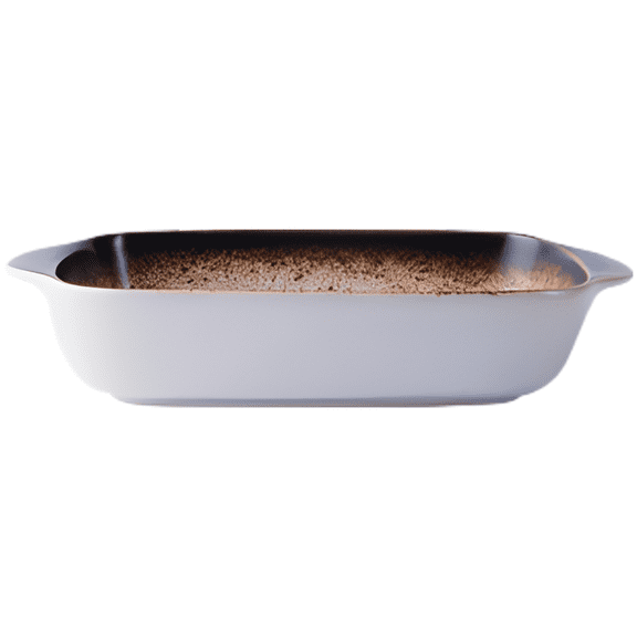 Mocha Ceramic Rectangular Baking Dish, Double Ear Handles, 16.9 fl oz / 500 mL Capacity Oven & Microwave Safe Casserole Dish for Roasting, Western-Style Dining, Home Kitchen Bakeware