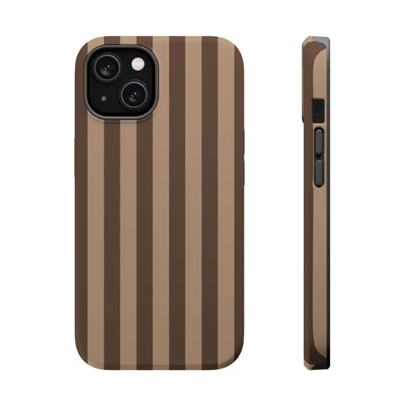 Mocha Coffee Stripe Protective Pattern Striped iPhone 11 12 13 14 15 16 17 Pro Max Case