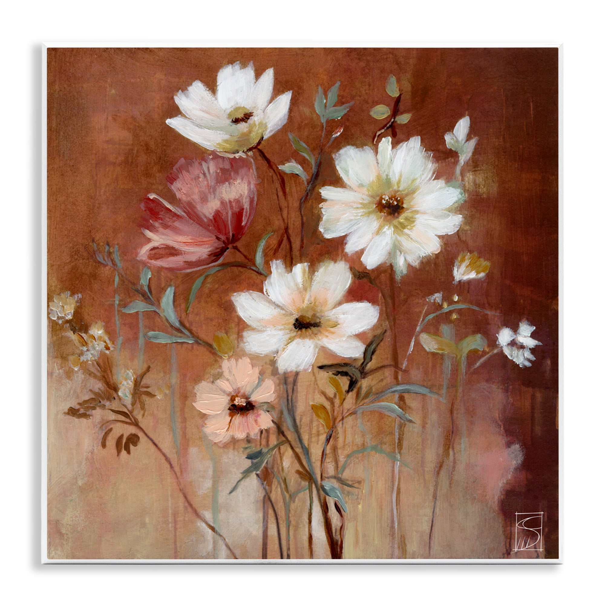 Mocha Flowers Collection Wall Plaque Art, design by Sara Culpepper