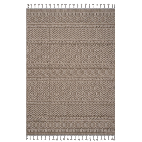 Mocha Geometric, Medium Pile Height - Easy to Clean and Pet - Friendly - Entryway, Study / Suitable for Home