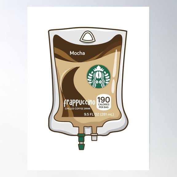 Mocha Iced Coffee Iv Bag For Medical And Nursing Students, Nurses, Doctors, And Health Workers Who Are Coffee Lovers Poster Wall Art, Modern Wall Decor, 16x24 UNFRAMED