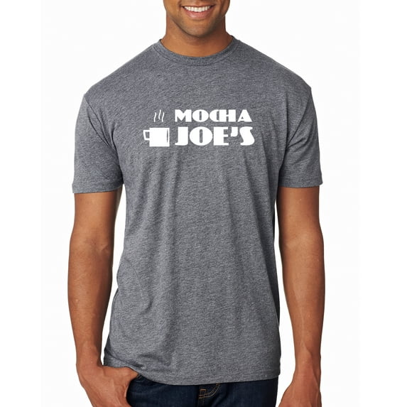 Mocha Joe's Coffee Stand Shop Logo | Mens Pop Culture Premium Tri Blend T-Shirt, Premium Heather, Medium