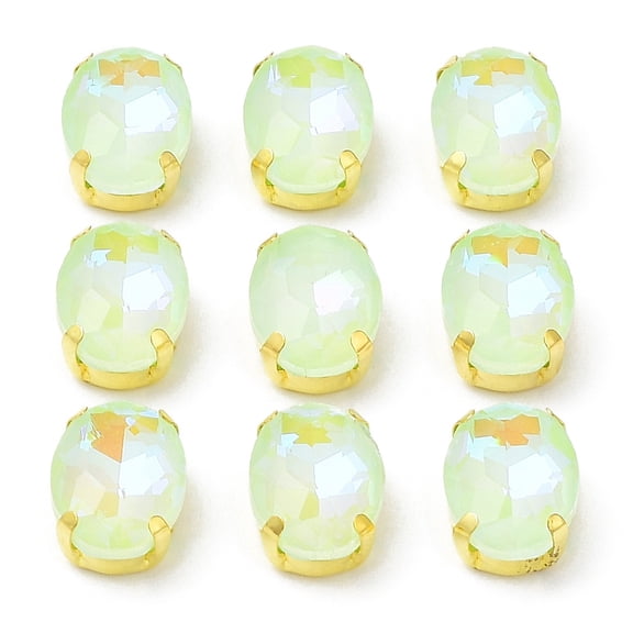 Mocha(MK) Oval Sew on Rhinestone Multi-strand Links with Golden Tone Brass Prong Settings Garments Accessories Peridot 14x10x6mm Hole: 1.2mm