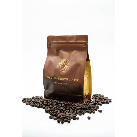 Mocha Mountain Premium Yemeni Coffee - Medium roasted & Medium Whole beans - Chocolate Caramel & Berry Notes - 8oz (0.5lb)