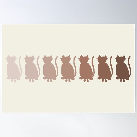 Mocha Mousse Cat Rainbow Pantone Color Of The Year 2025 Poster Wall Art, Modern Wall Decor For Living Room Bedroom, 8x12 UNFRAMED