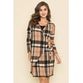 thumbnail image 1 of Mocha Plaid Wrap Midi Dress, 1 of 5