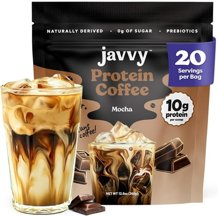 Mocha Protein Iced Coffee - Premium Whey Protein & Instant Iced Coffees - 100% Natural Cold Brew Coffee - Zero Artificial Flavors & Sweeteners, 80 mg Caffeine Per Serving, 0g of Sugar, 20 Servings