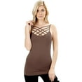 thumbnail image 1 of Mocha Seamless Triple Criss-Cross Front Cami (2X/3X), 1 of 2