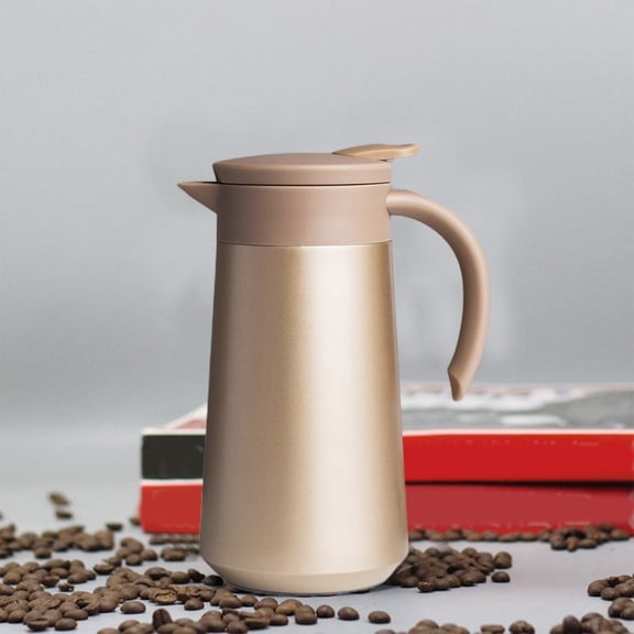 Mocha Stainless Steel Mini Hot Water Bottle, 800ml Keep Hot Pot for Home, Baby Warm Water Bottle, Small Capacity Coffee Pot, Leak Proof Design