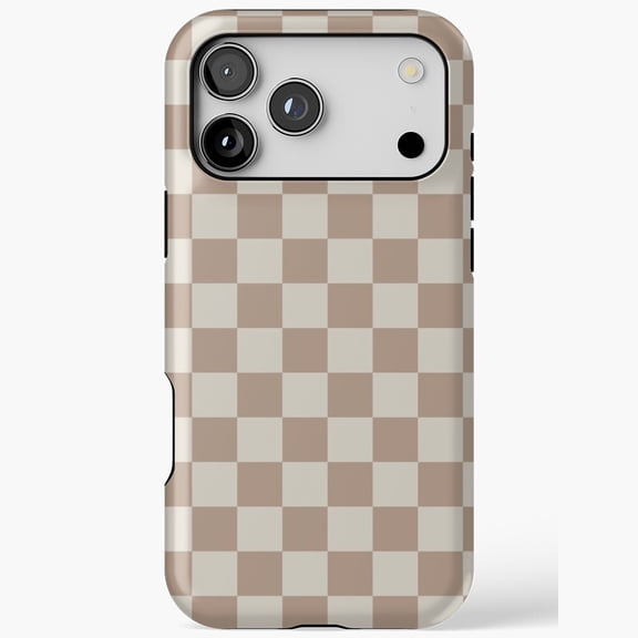 Mocha and White Coffee Checkered Tile Pattern Phone Case 17 11 12 13 14 15 16 Pro Max