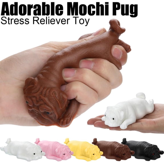 Mochi Squeeze Toys, Desk Squeeze Toys, 6X2 in Tpr, Pink Canine, 1 Pc, Office Desktop, Adult Relaxation Support
