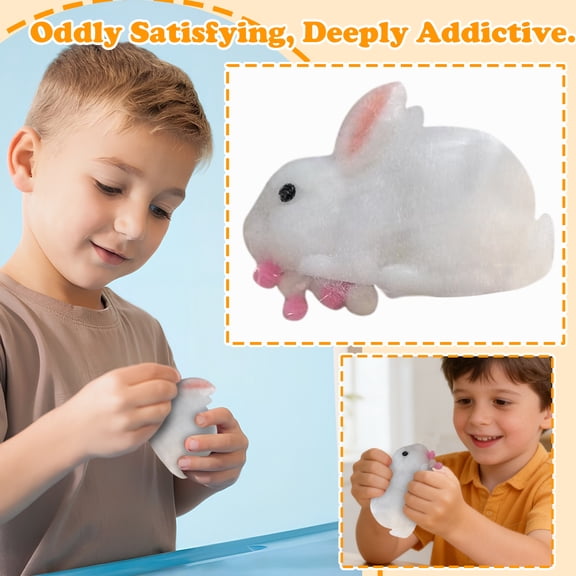 Mochi Squeeze Toys, Plush Bunny Stuffed Animal, 3X2 In, Relaxation Relief Items for Student, Slow Rebound, Easter Egg Hunts, Fluffy Exterior, 1 Pc