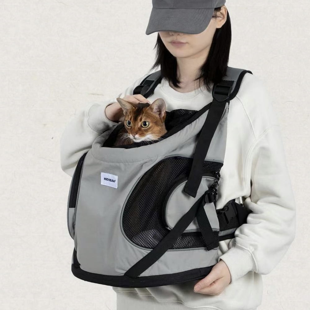 Mochoochoo Lightweight Beige Dog Front Carrier Hand-Free Backpack Medium 2 Pockets