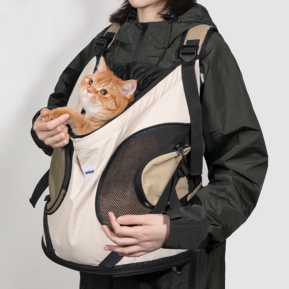 Mochoochoo Lightweight Beige Dog Front Carrier Hand-Free Backpack Medium 2 Pockets