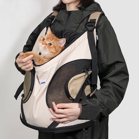 Mochoochoo Lightweight Beige Dog Front Carrier Hand-Free Backpack Medium 2 Pockets