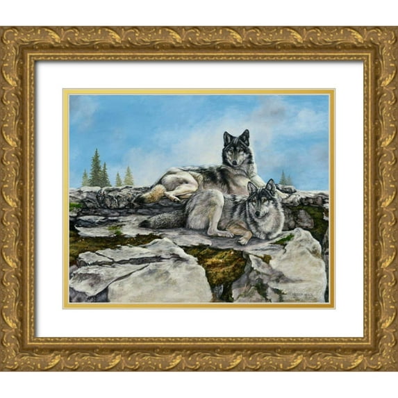 Mock, Carolyn 32x26 Gold Ornate Wood Framed with Double Matting Museum Art Print Titled - Mountain Morning