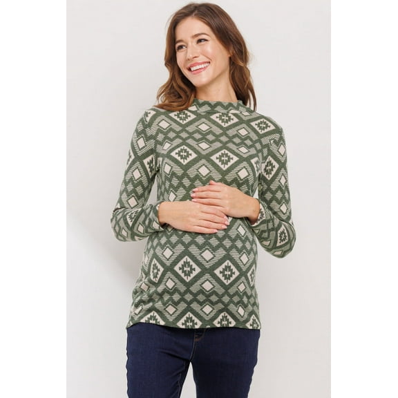 Mock Neck Geo Print Maternity Top