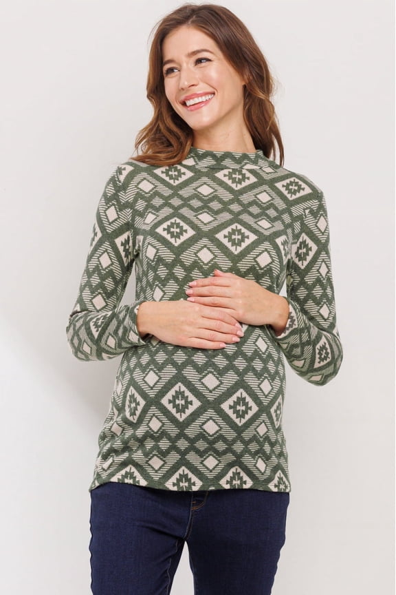 Mock Neck Geo Print Maternity Top