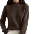 thumbnail image 1 of Mock Neck Pullover Sweaters for Women Fall Outfits for Women High Neck Long Sleeve Soft Warm Ribbed Cuffs Winter Clothes Solid Color Loose Fit Casual Fashion Clothing Knit Sweater, 1 of 5