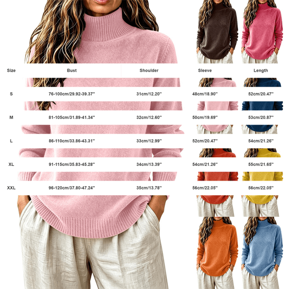 Mock Neck Pullover Sweaters for Women Soft Warm Knit Sweater Fashion Clothing Fall Outfits for Women Winter Clothes Loose Fit Casual High Neck Long Sleeve Solid Color Ribbed Cuffs