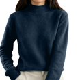 thumbnail image 1 of Mock Neck Pullover Sweaters for Women Soft Warm Long Sleeve Ribbed Cuffs Winter Clothes High Neck Fall Outfits for Women Knit Sweater Fashion Clothing Solid Color Loose Fit Casual, 1 of 5
