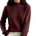 thumbnail image 1 of Mock Neck Pullover Sweaters for Women Soft Warm Ribbed Cuffs Fall Outfits for Women Loose Fit Casual Fashion Clothing High Neck Solid Color Long Sleeve Winter Clothes Knit Sweater, 1 of 5