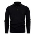 thumbnail image 1 of Mock Neck Sweater Men Autumn Winter Cotton Knit Button Pullover Business Casual Thermal Long Sleeve Solid Color Textured Knitwear Warm Layering Top, 1 of 5