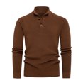thumbnail image 1 of Mock Neck Sweater Men Autumn Winter Cotton Knit Button Pullover Business Casual Thermal Long Sleeve Solid Color Textured Knitwear Warm Layering Top, 1 of 9