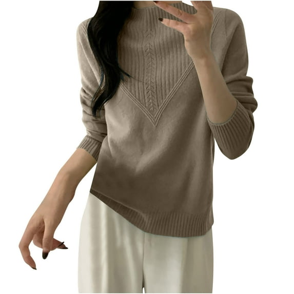 Mock Neck Sweater Women Plus Size Wool Long Sleeve Pullover Knitted Tops Fall Casual Loose Solid Color Shirts (Gray 2XL)