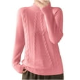 thumbnail image 1 of Mock Neck Sweater for Women Loose Long Sleeve Cable Knit Pullover Top Casual Loose Pullover Knitted Sweatshirt (Pink S), 1 of 3