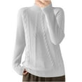 thumbnail image 1 of Mock Neck Sweater for Women Loose Long Sleeve Cable Knit Pullover Top Casual Loose Pullover Knitted Sweatshirt (White M), 1 of 3
