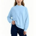 thumbnail image 1 of Mock Neck Sweatshirt Girls Fleece Pullover Drop Shoulder Long Sleeve Sweatshirts Casual Solid Color Winter Sweater Tops Classroom Wear, 1 of 6