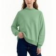 thumbnail image 1 of Mock Neck Sweatshirt Girls Fleece Pullover Drop Shoulder Long Sleeve Sweatshirts Casual Solid Color Winter Sweater Tops Classroom Wear, 1 of 6