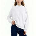 thumbnail image 1 of Mock Neck Sweatshirt Girls Fleece Pullover Drop Shoulder Long Sleeve Sweatshirts Casual Solid Color Winter Sweater Tops Classroom Wear, 1 of 6