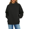 thumbnail image 1 of Mock Neck Sweatshirt Hoodies Fall Clothes Oversized Crewneck Sweatshirts Womens Warm Sweat Shirts Pullover With Pockets Black S, 1 of 7