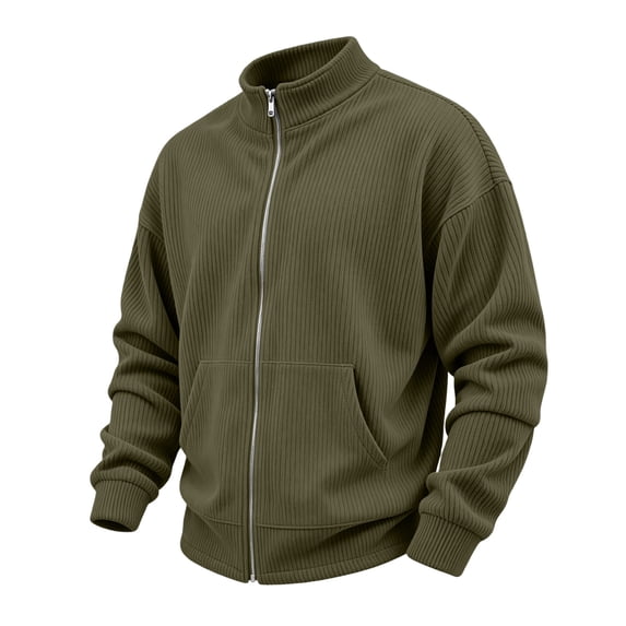 Mock Neck Sweatshirt Men Long Sleeve Corduroy Zipper Sweatshirts Soft Lightweight Outdoor Gym Athletic Vacation